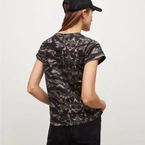 All Saints Oniyuri Anna T-Shirt, Size 8, Color Forest Camo Green/black - Picture 3 of 9